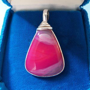 Pendant - Sterling Silver and Beautiful Pink Variagated Stone